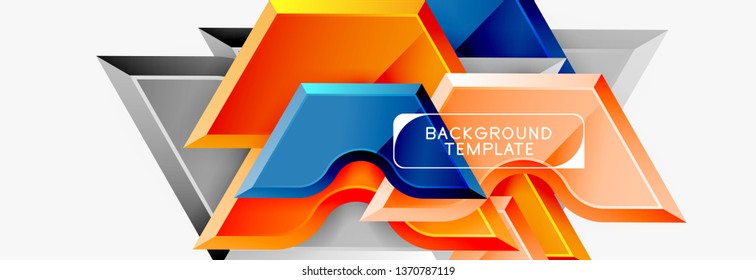 Techno geometric shapes abstract banner design. Vector template for background or logo