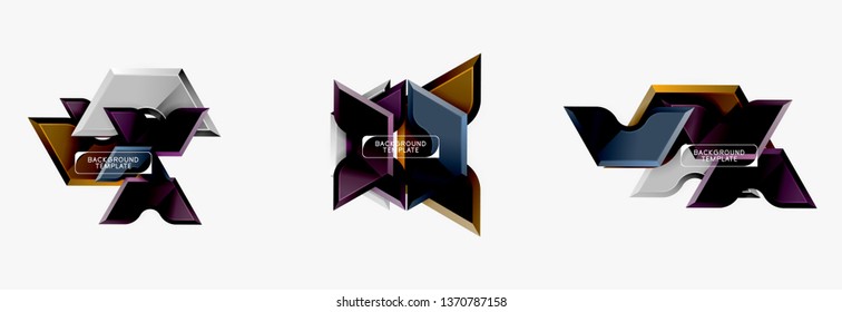 Diseño de pancartas abstracto de formas geométricas Techno. Plantilla de vector para fondo o logotipo