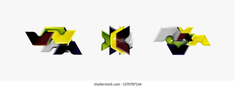 Techno geometric shapes abstract banner design. Vector template for background or logo