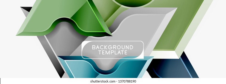 Techno geometric shapes abstract banner design. Vector template for background or logo