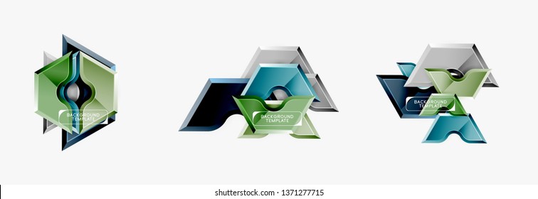 Techno geometric shapes abstract banner design. Vector template for background or logo