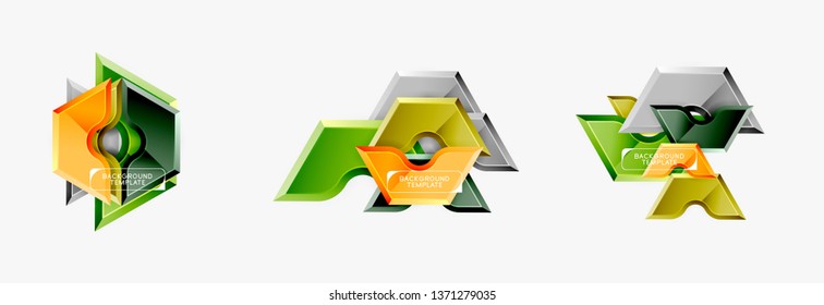 Techno geometric shapes abstract banner design. Vector template for background or logo