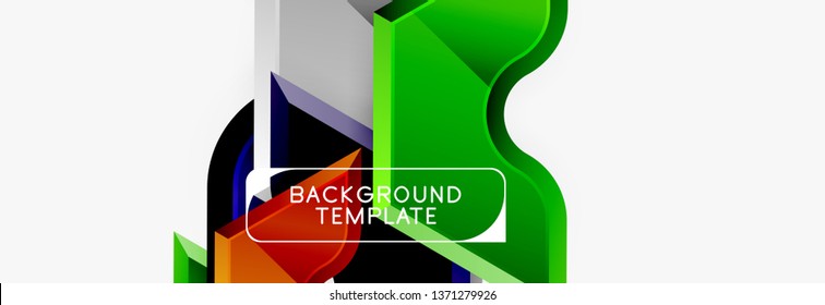 Techno geometric shapes abstract banner design. Vector template for background or logo