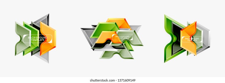 Diseño de pancartas abstracto de formas geométricas Techno. Plantilla de vector para fondo o logotipo
