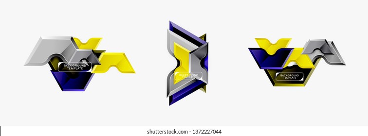 Techno geometric shapes abstract banner design. Vector template for background or logo