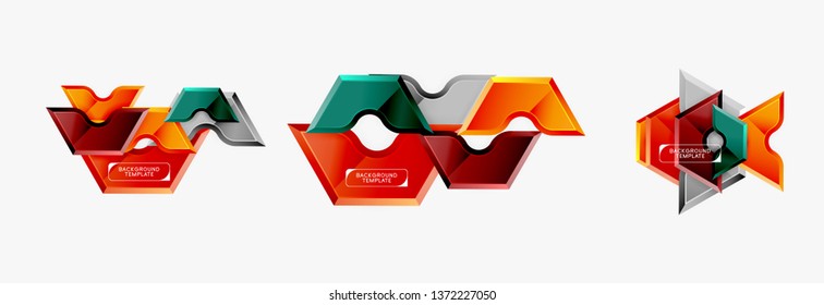 Techno geometric shapes abstract banner design. Vector template for background or logo