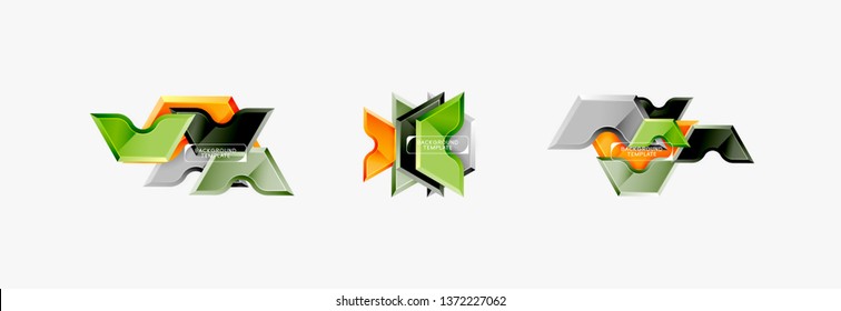 Techno geometric shapes abstract banner design. Vector template for background or logo
