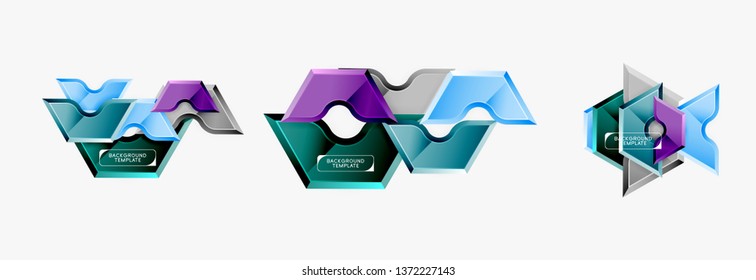 Techno geometric shapes abstract banner design. Vector template for background or logo
