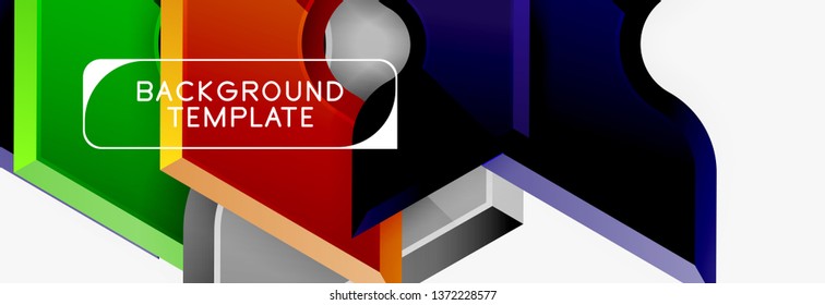 Techno geometric shapes abstract banner design. Vector template for background or logo