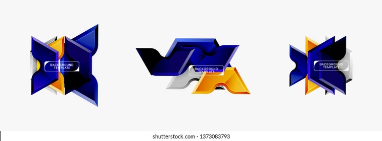 Diseño de pancartas abstracto de formas geométricas Techno. Plantilla de vector para fondo o logotipo
