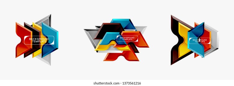 Techno geometric shapes abstract banner design. Vector template for background or logo