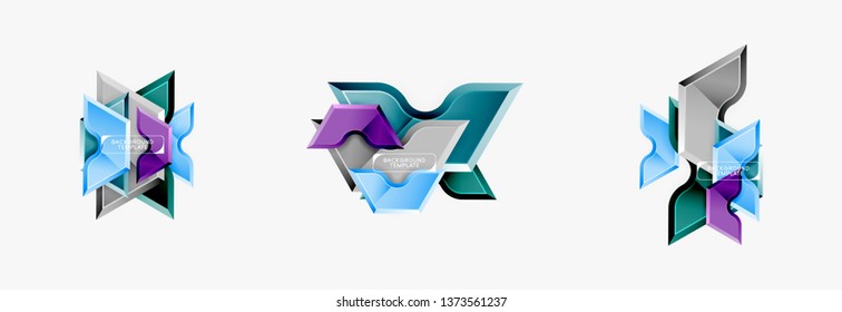 Diseño de pancartas abstracto de formas geométricas Techno. Plantilla de vector para fondo o logotipo