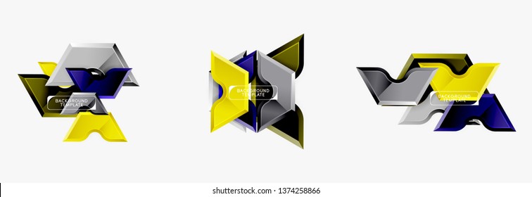 Techno geometrische Formen abstraktes Bannerdesign. Vektorvorlage für Hintergrund oder Logo