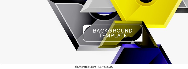 Techno geometric shapes abstract banner design. Vector template for background or logo