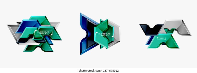 Techno geometric shapes abstract banner design. Vector template for background or logo