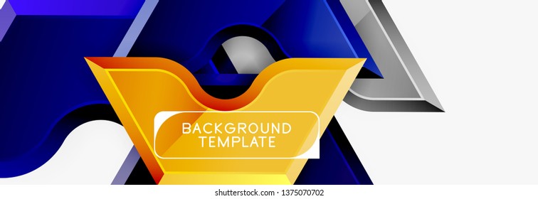Techno geometric shapes abstract banner design. Vector template for background or logo