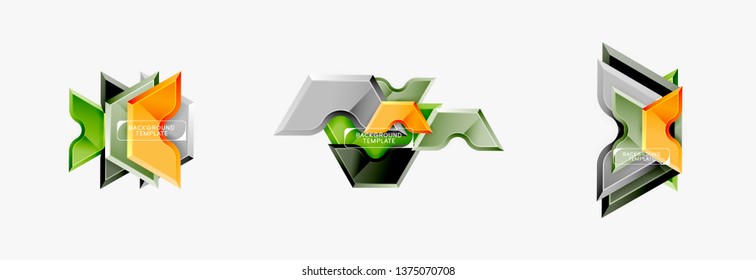 Techno geometric shapes abstract banner design. Vector template for background or logo