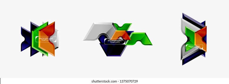 Techno formas geométricas abstrato banner design. Modelo de vetor para plano de fundo ou logotipo