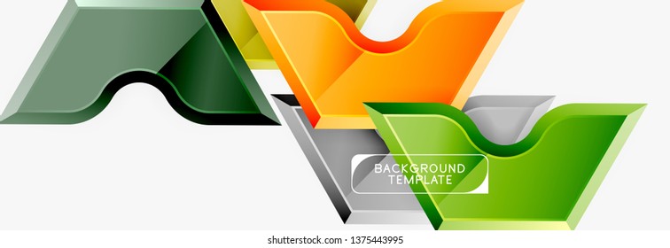 Techno geometric shapes abstract banner design. Vector template for background or logo