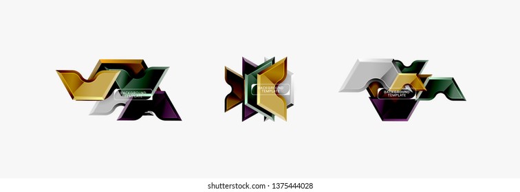 Diseño de pancartas abstracto de formas geométricas Techno. Plantilla de vector para fondo o logotipo