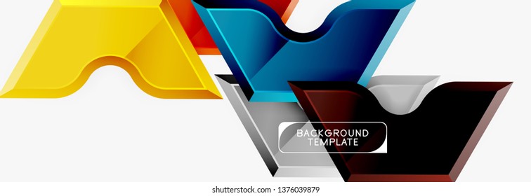 Techno geometric shapes abstract banner design. Vector template for background or logo