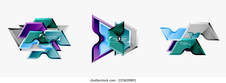 Techno geometric shapes abstract banner design. Vector template for background or logo