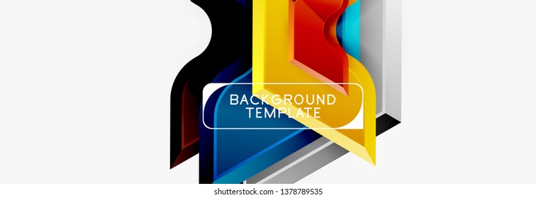 Techno geometric shapes abstract banner design. Vector template for background or logo