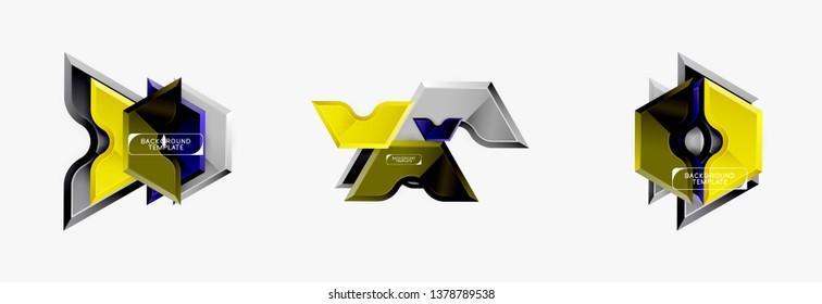 Diseño de pancartas abstracto de formas geométricas Techno. Plantilla de vector para fondo o logotipo
