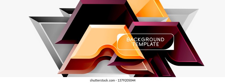 Techno geometric shapes abstract banner design. Vector template for background or logo