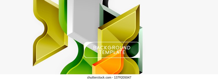 Techno geometric shapes abstract banner design. Vector template for background or logo