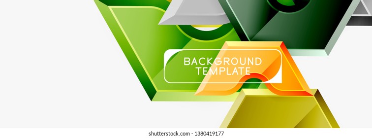 Techno geometric shapes abstract banner design. Vector template for background or logo