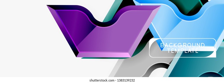 Techno geometric shapes abstract banner design. Vector template for background or logo