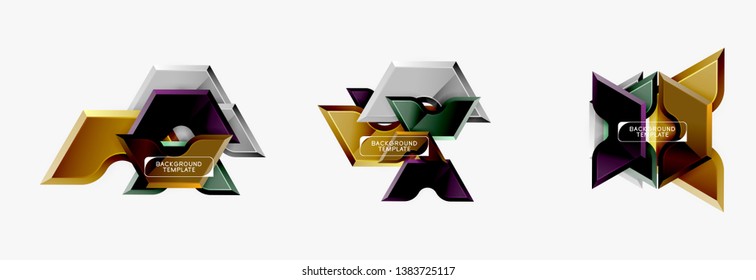 Techno geometric shapes abstract banner design. Vector template for background or logo