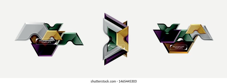 Techno geometric shapes abstract banner design. Vector template for background or logo