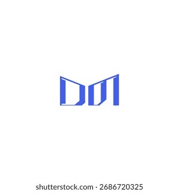 techno geometric style DM square concept abstract monogram initial logo design letter