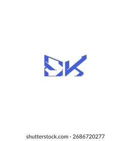 techno geometric style EK square concept abstract monogram initial logo design letter