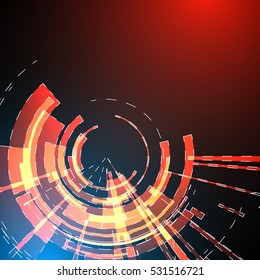 Techno Geometric Vector Circle Modern Science Abstract Background.