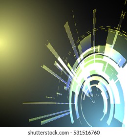 Techno Geometric Vector Circle Modern Science Abstract Background.