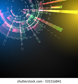 Techno Geometric Vector Circle Modern Science Abstract Background.