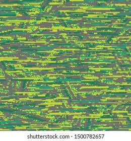 Techno glitch seamless repeat vector pattern swatch.  Contemporary error signal decomposition crash decay design.  Generative art.  Made with code.