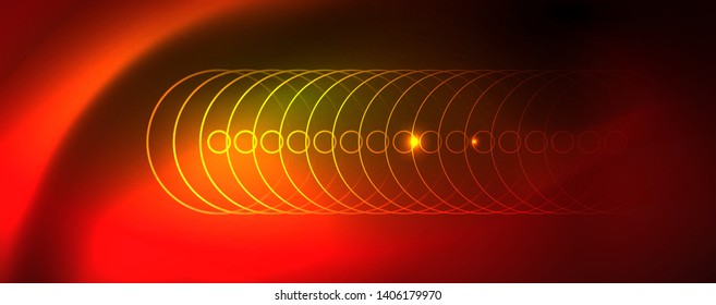 Techno fundo brilhante, modelo escuro futurista com efeitos de luz néon e formas simples