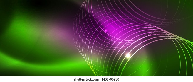 Techno-glühender Hintergrund, futuristische dunkle Vorlage mit Neonlicht-Effekten und einfachen Formularen