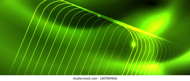 Fondo tecno brillante, plantilla oscura futurista con efectos de neón y formas simples