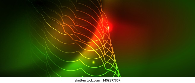 Techno-glühender Hintergrund, futuristische dunkle Vorlage mit Neonlicht-Effekten und einfachen Formularen
