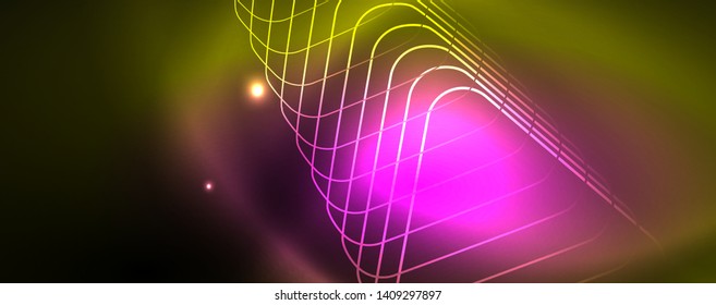 Techno-glühender Hintergrund, futuristische dunkle Vorlage mit Neonlicht-Effekten und einfachen Formularen