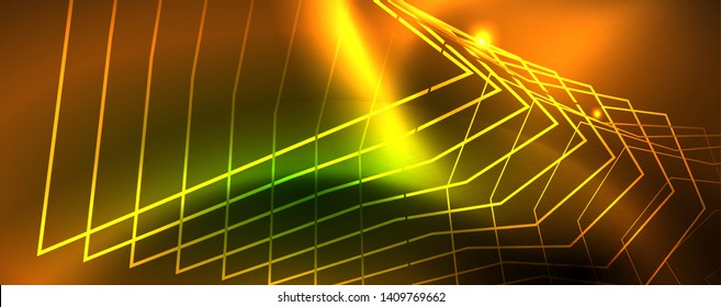 Techno-glühender Hintergrund, futuristische dunkle Vorlage mit Neonlicht-Effekten und einfachen Formularen