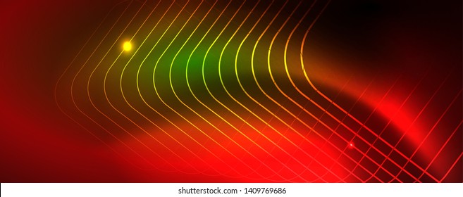 Techno-glühender Hintergrund, futuristische dunkle Vorlage mit Neonlicht-Effekten und einfachen Formularen