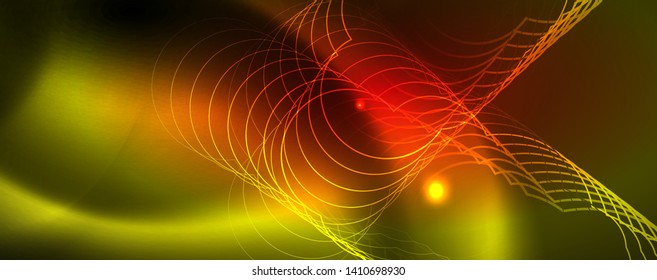Techno fundo brilhante, modelo escuro futurista com efeitos de luz néon e formas simples