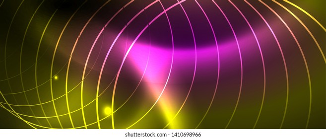 Techno-glühender Hintergrund, futuristische dunkle Vorlage mit Neonlicht-Effekten und einfachen Formularen