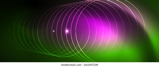 Techno-glühender Hintergrund, futuristische dunkle Vorlage mit Neonlicht-Effekten und einfachen Formularen